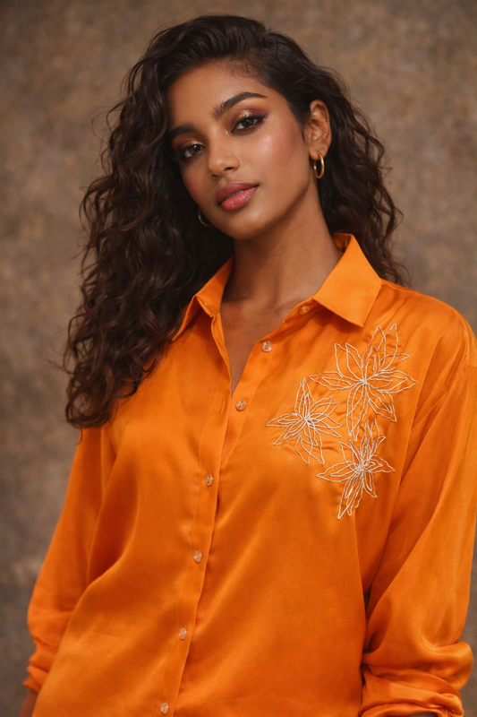 TAN Orange sona phool shirt