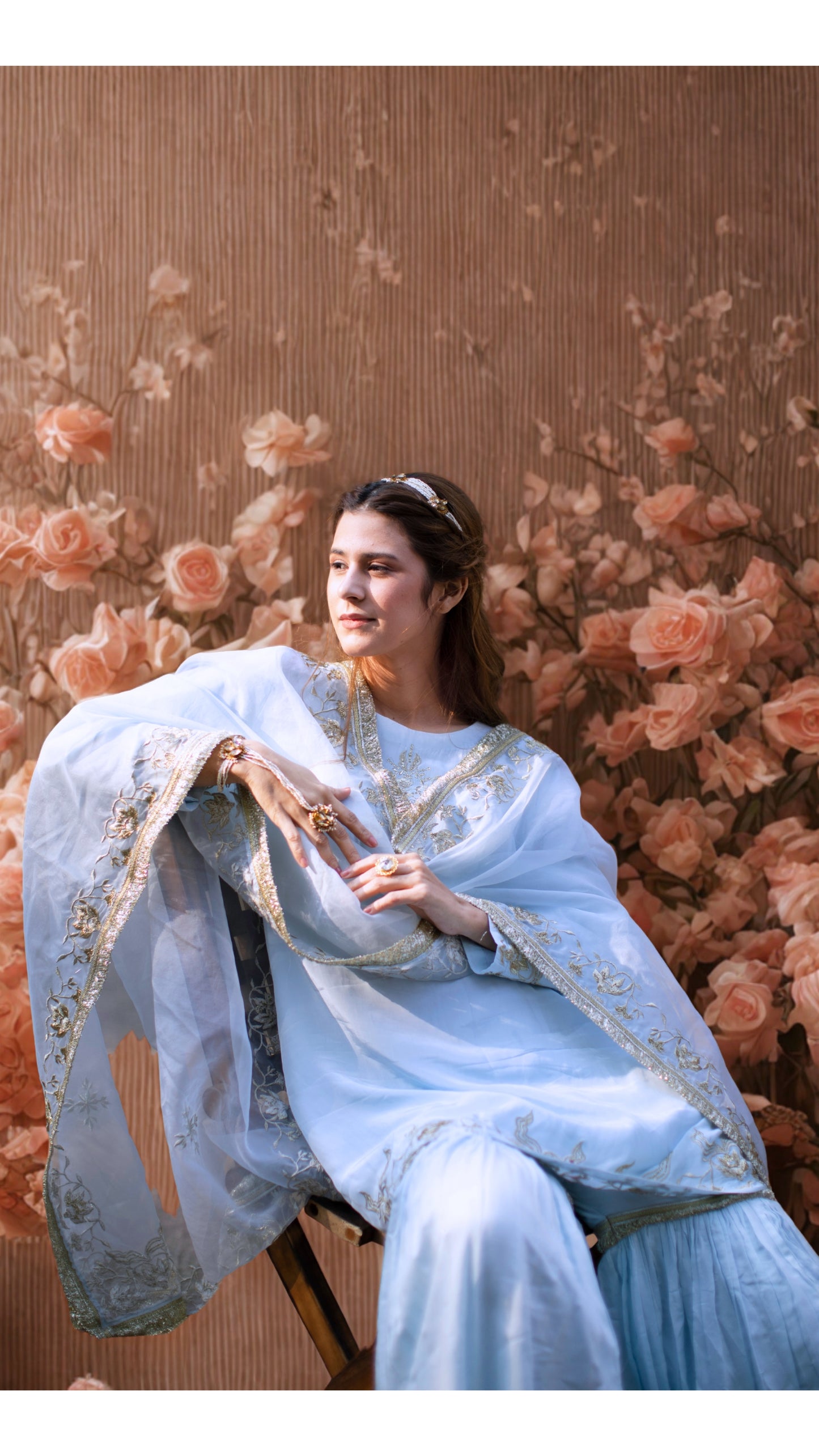 Rang Mahal Blue Sharara Set