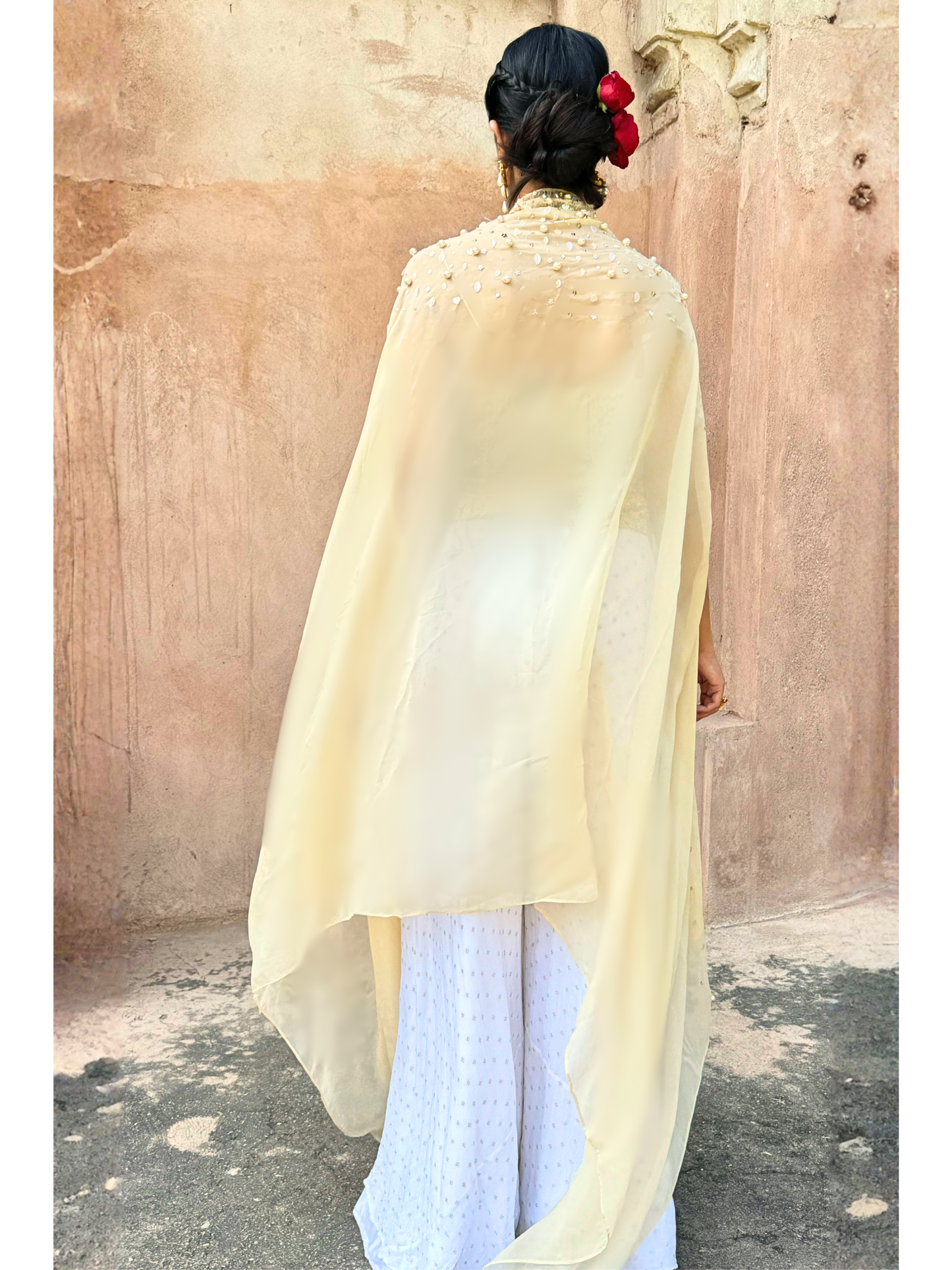 Gold Sunehri Pearl Nayan Cape