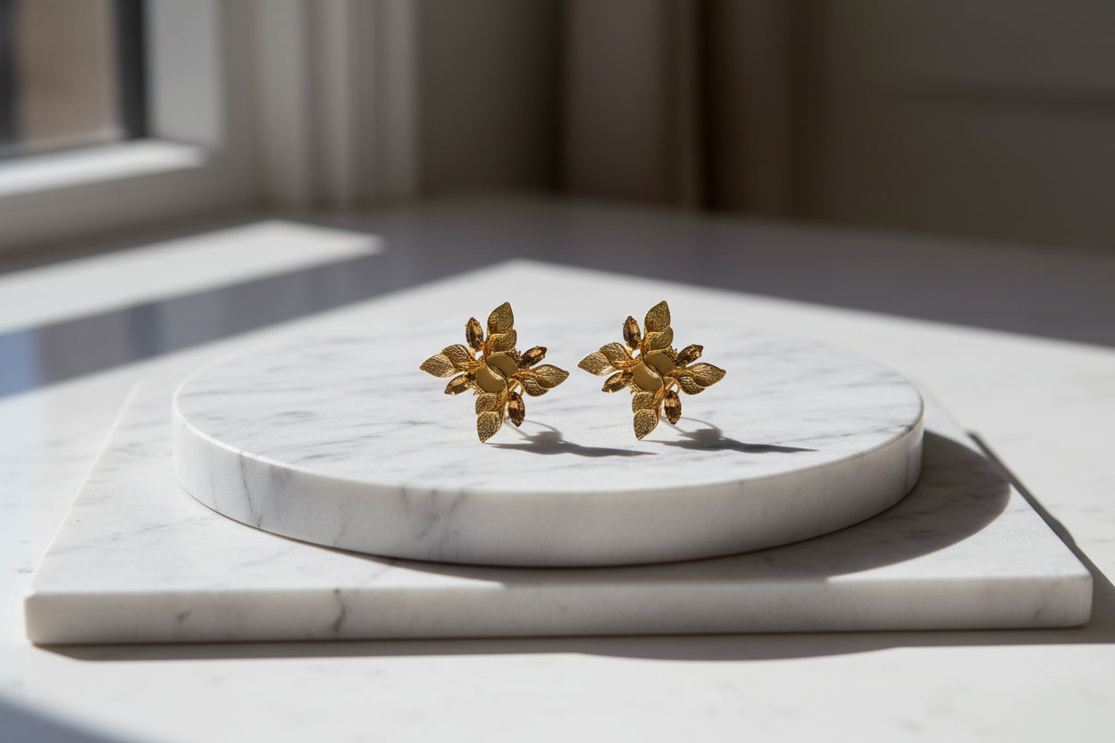 Gold Topaz Anthurium Earrings
