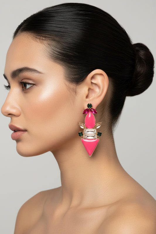 Geometrical Red Rocket Glazed Earrings