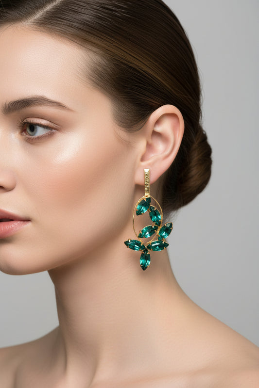 Gold Plated Teal Green Earring
