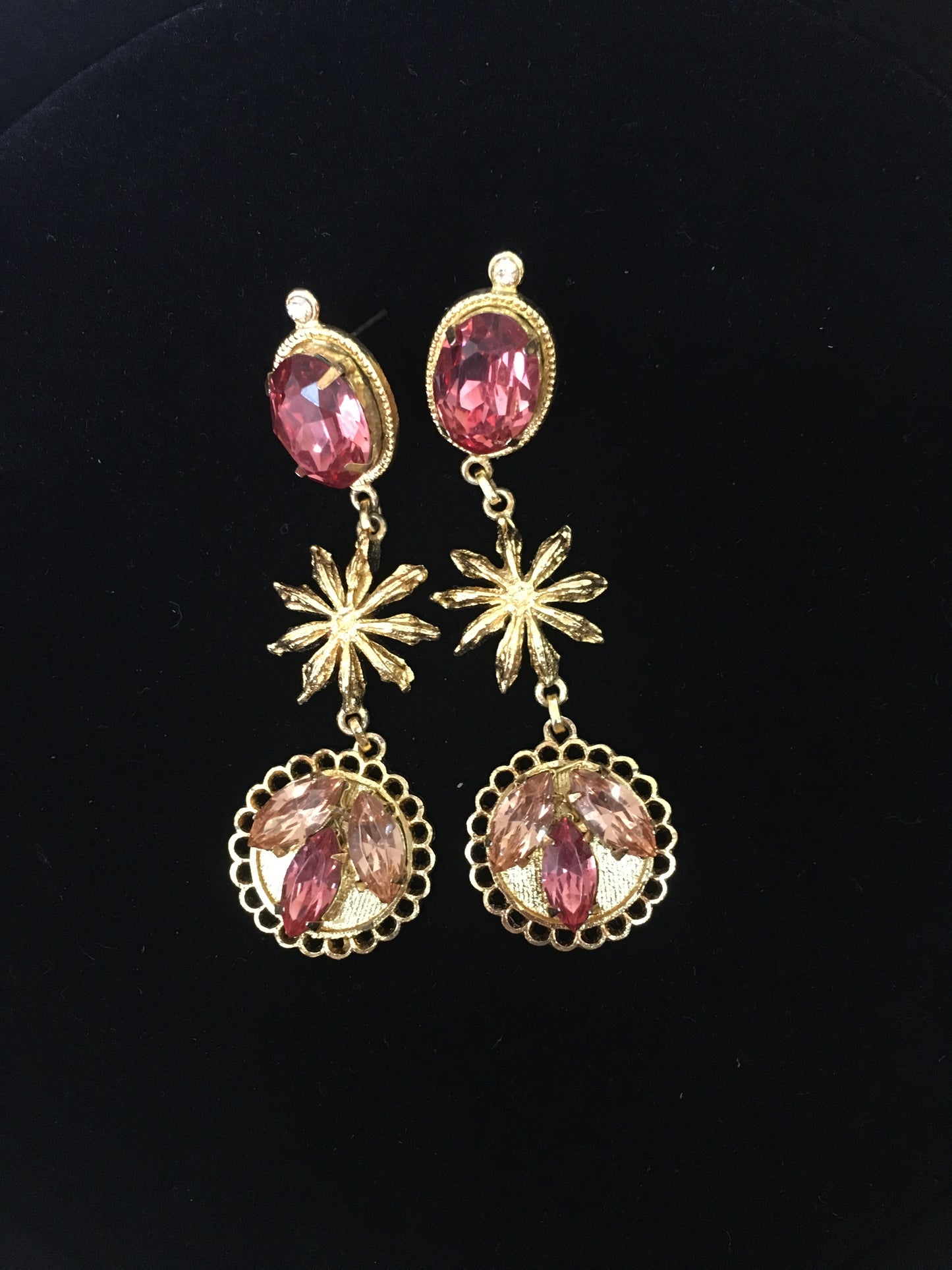 Goldplated Star Anise Pink Petal Earrings