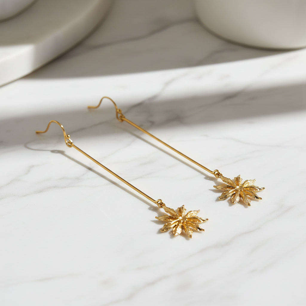 22K Goldplated Stick Fish Hook Earrings