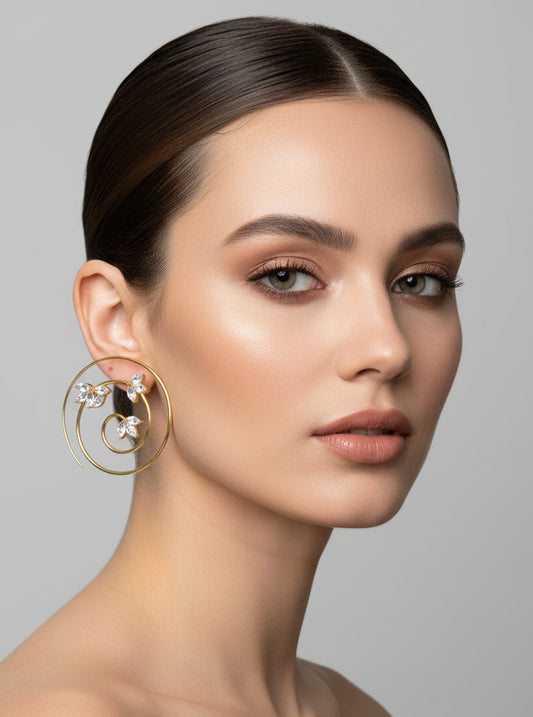 Gold Plated White Stone Earring