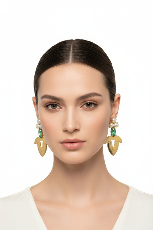 18K Goldplated Nutshell Pacific Opal Earrings