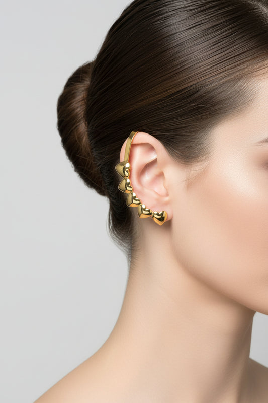 Gold Blossoming Heart Earcuff