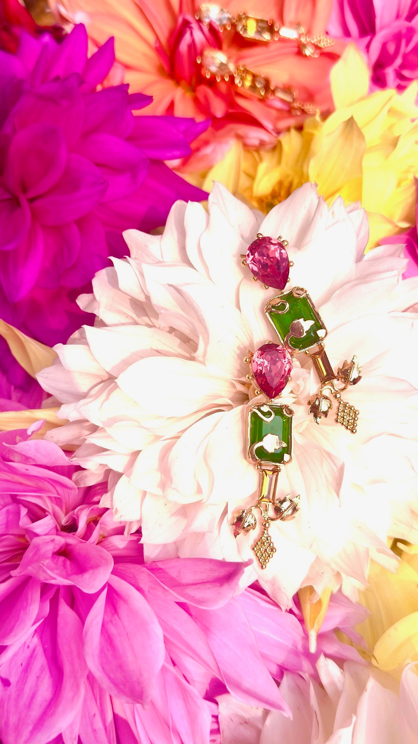 Parrot Pink Green Earrings