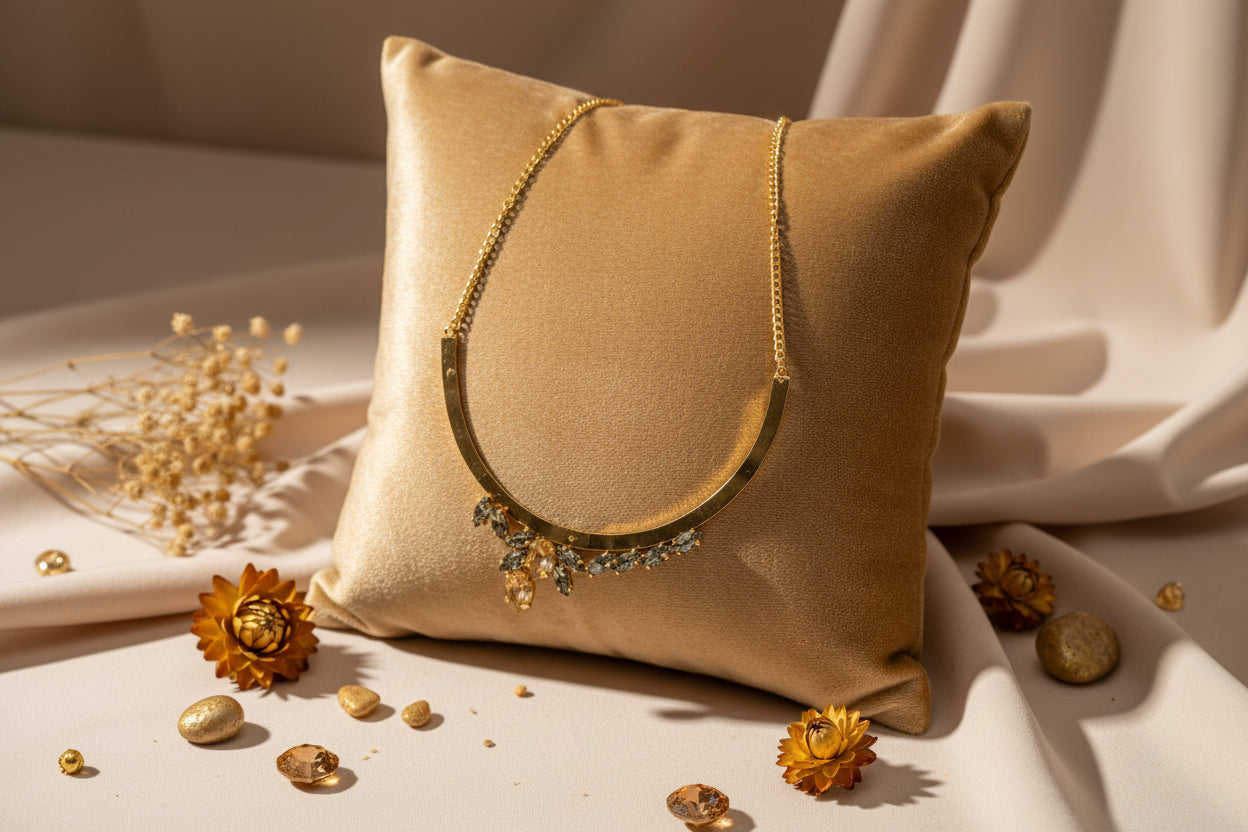 Goldplated Topaz Leaf Neckpiece