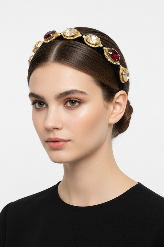 GOLD PLATED RED HAIRBNAD