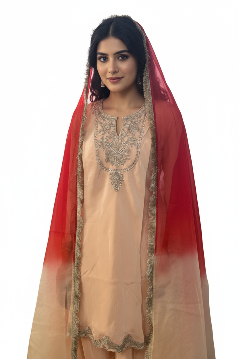 Peach Silver Nayab Suit