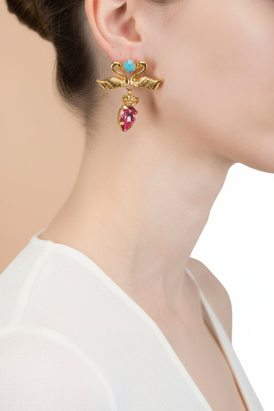 Dual Swans Amour Earrings