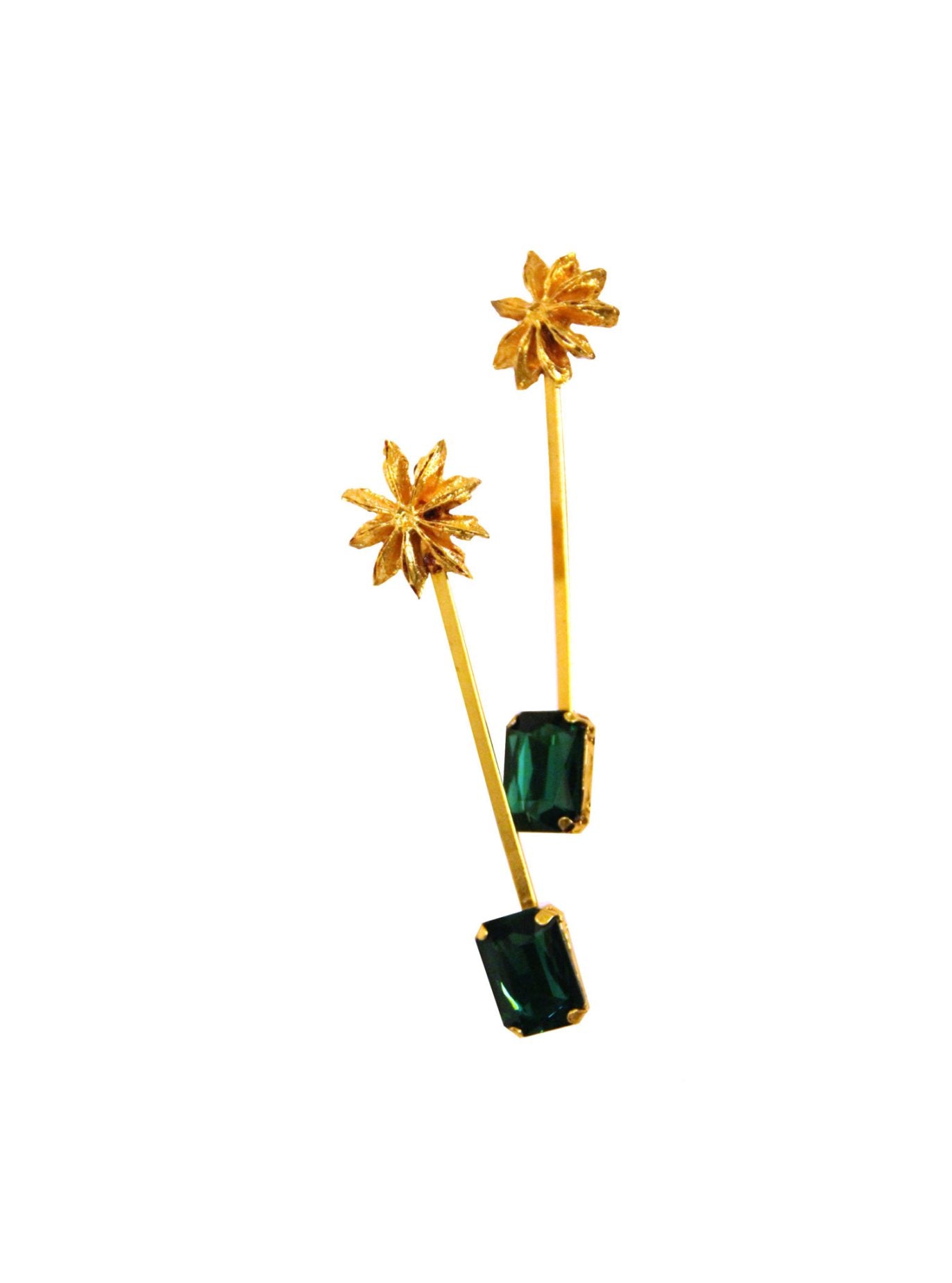Emerald Stick Star Anise Earrings