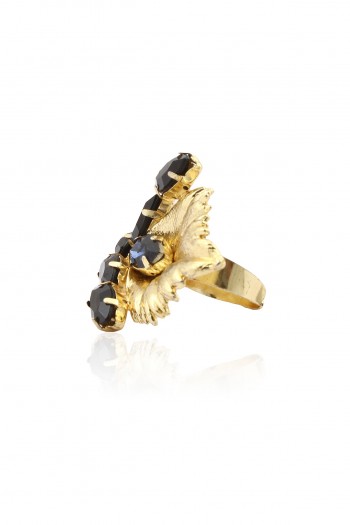 Gold Plated Montane Stone Autumn Leaf Ring