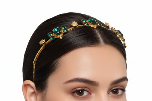 22K Gold Plated Emerald Rose Hairband