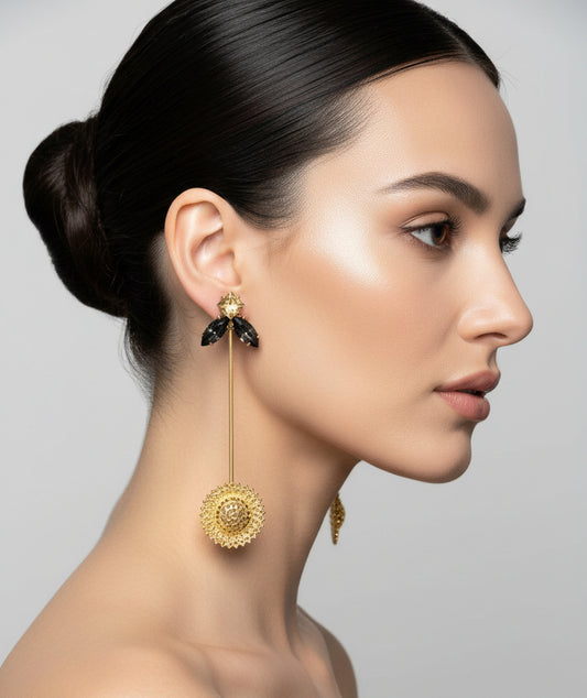 Gold Plated Sunflower Earring
