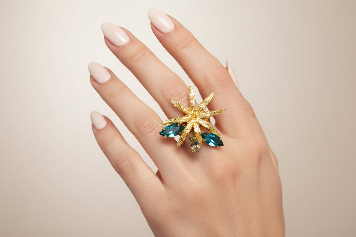 Star Anise Peacock Green Ring