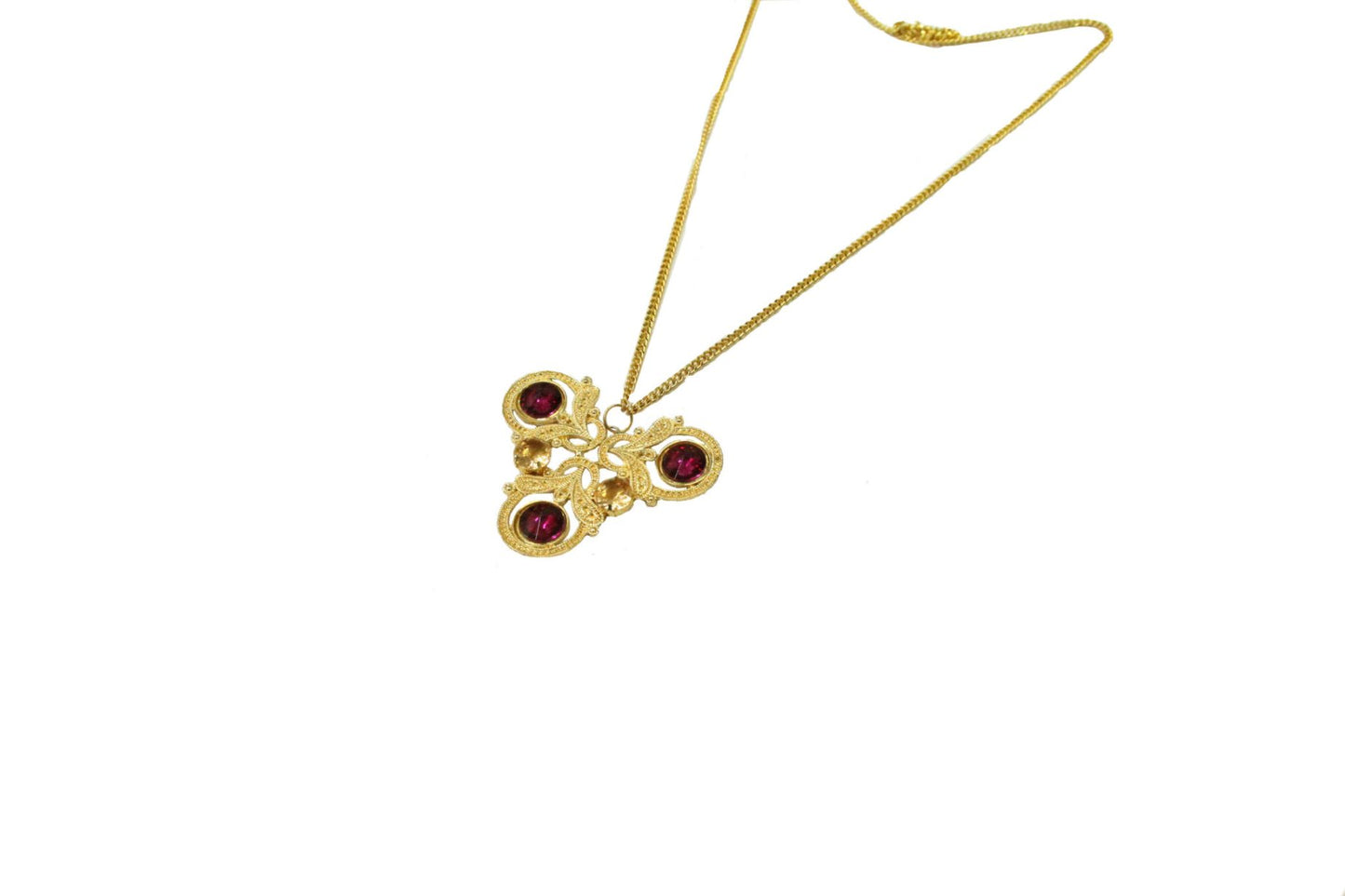 Goldplated Fuchsia Rivoli Long Neckpiece