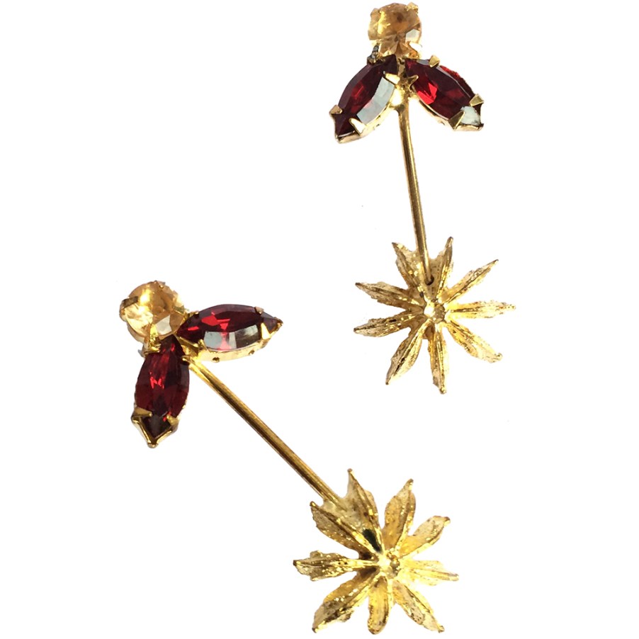 Red Star Anise Flower Earrings
