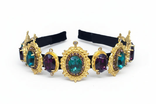 Purple Teal Green Victorian Headband