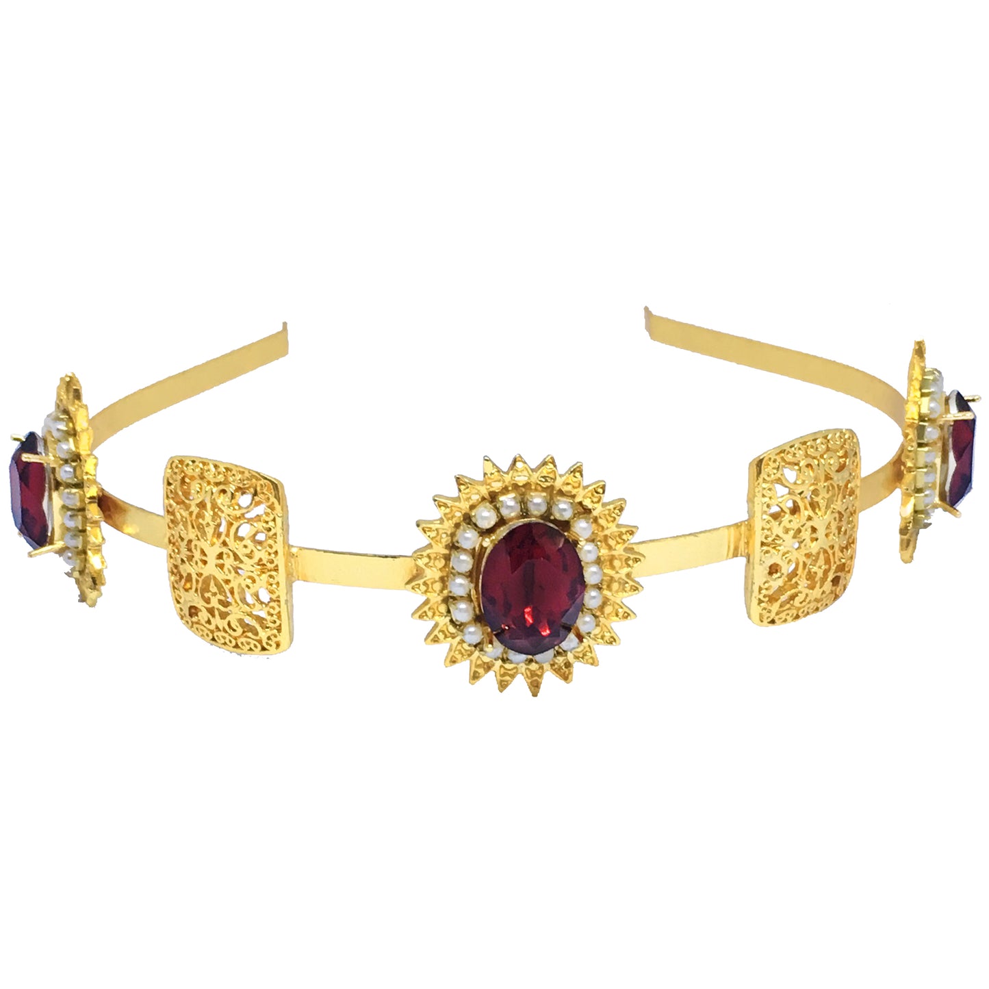 22K Gold Plated Red Pearl Hairband