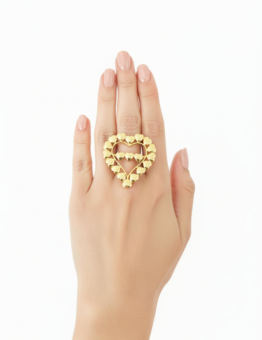 Gold-plated Blossoming Heart Ring