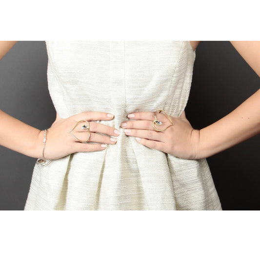 SIlver-plated Galactic Cut Two Finger Blooming Heart Ring