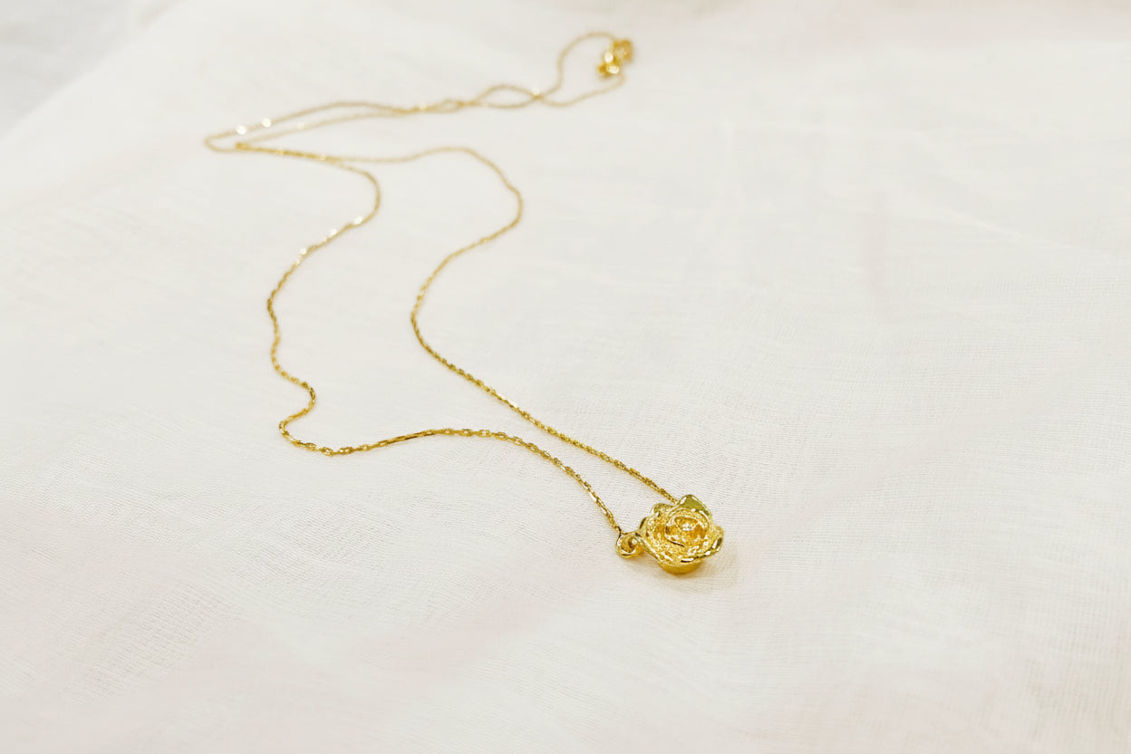 Gold-Plated Rose Pendant Necklace