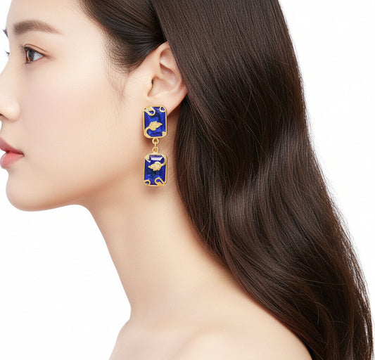 Blue Vinifera Block Earring