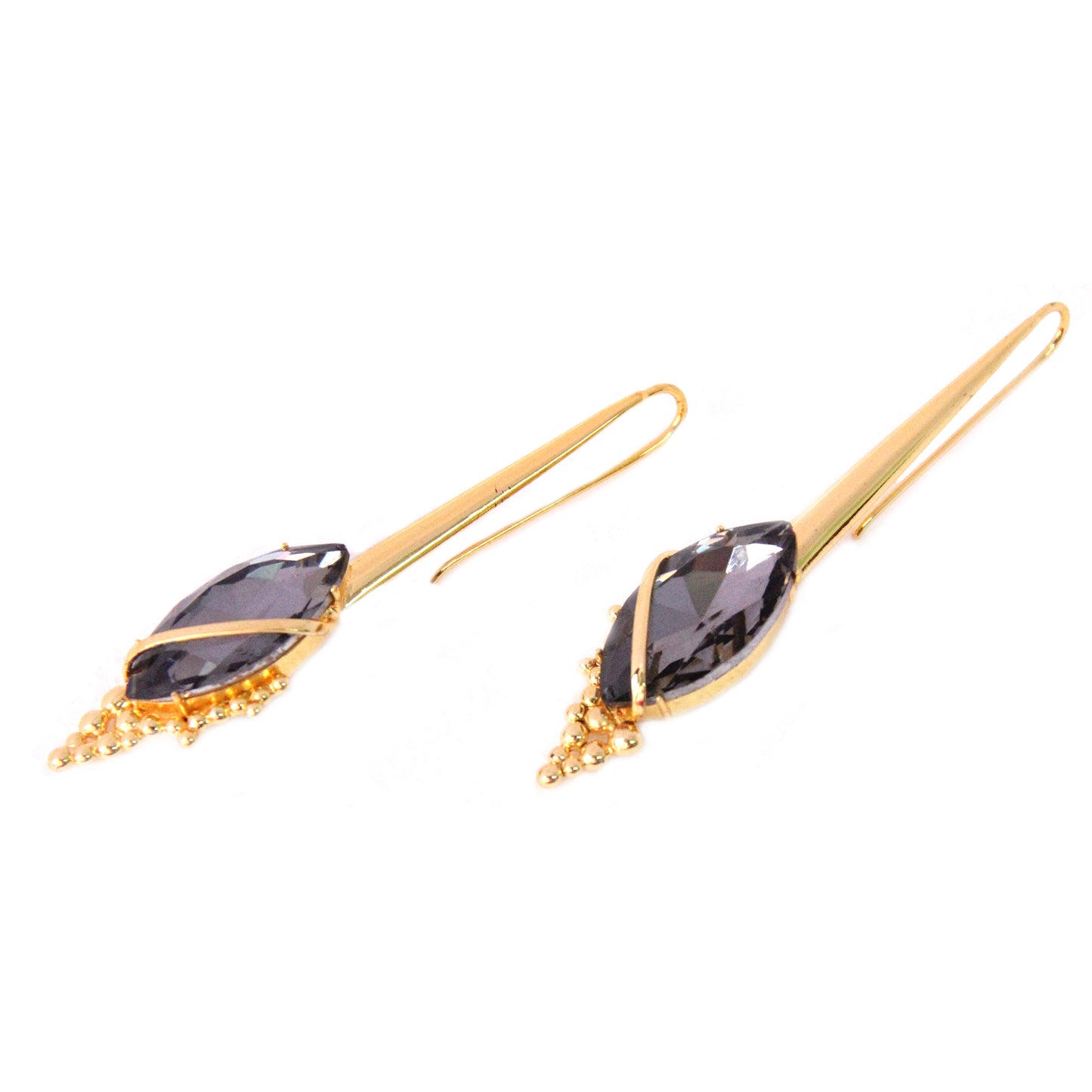 Inflorescence Flower Vinifera Smoke Marquis Dangler Earrings
