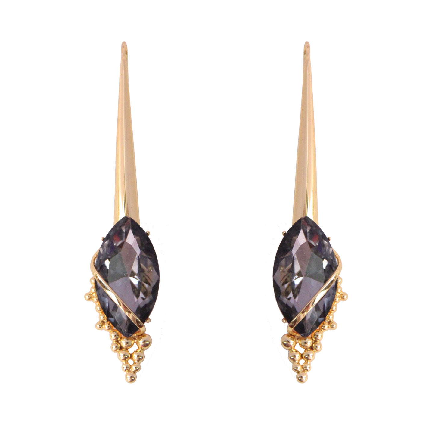 Inflorescence Flower Vinifera Smoke Marquis Dangler Earrings