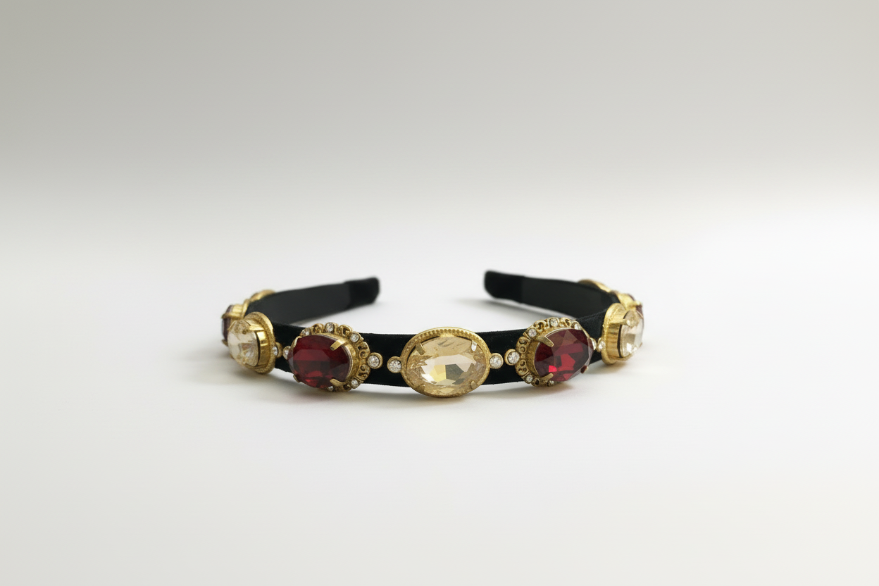 GOLD PLATED RED HAIRBNAD