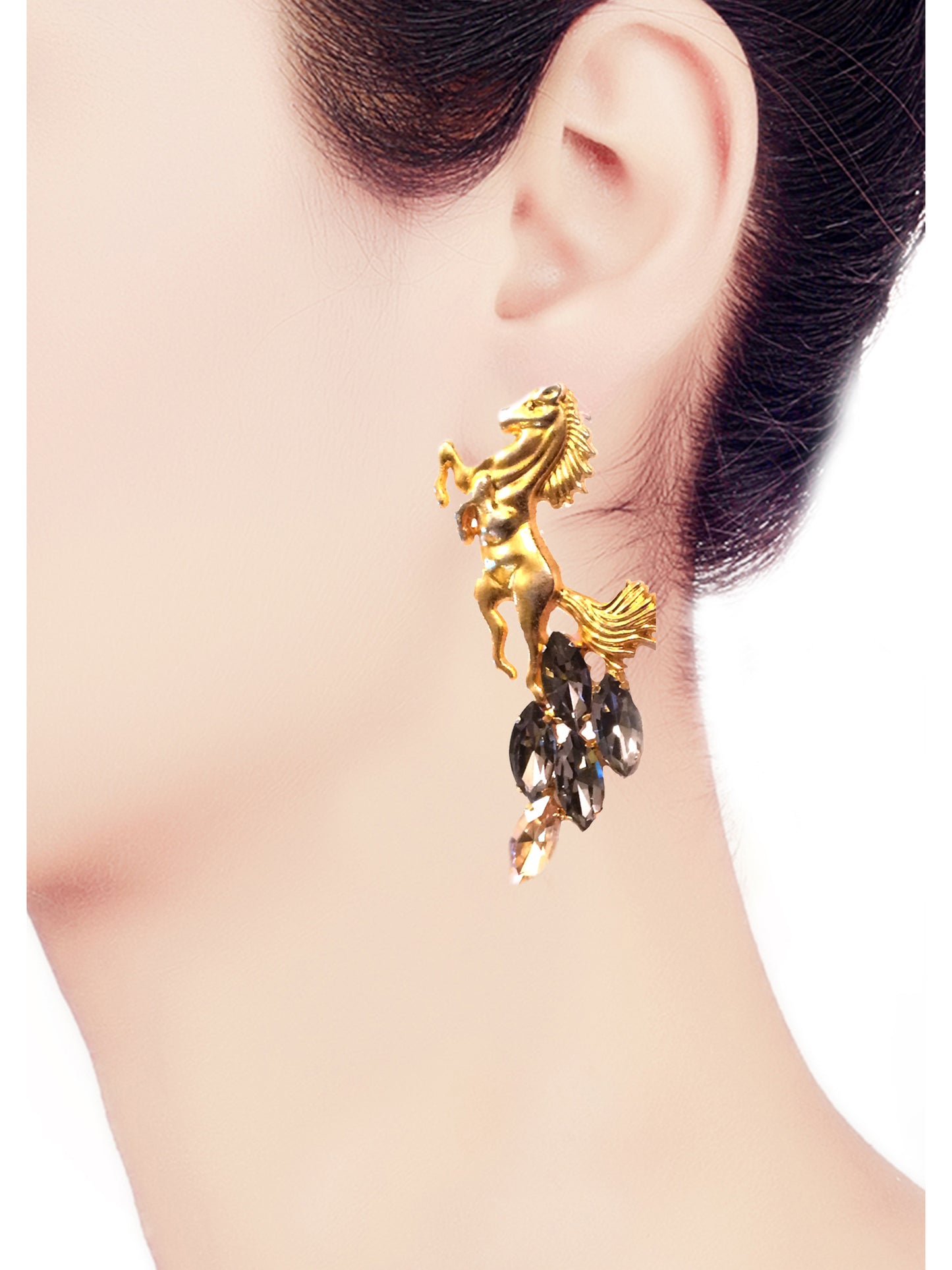 Black Warrior Horse Earrings