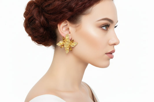 Gold Topaz Anthurium Earrings
