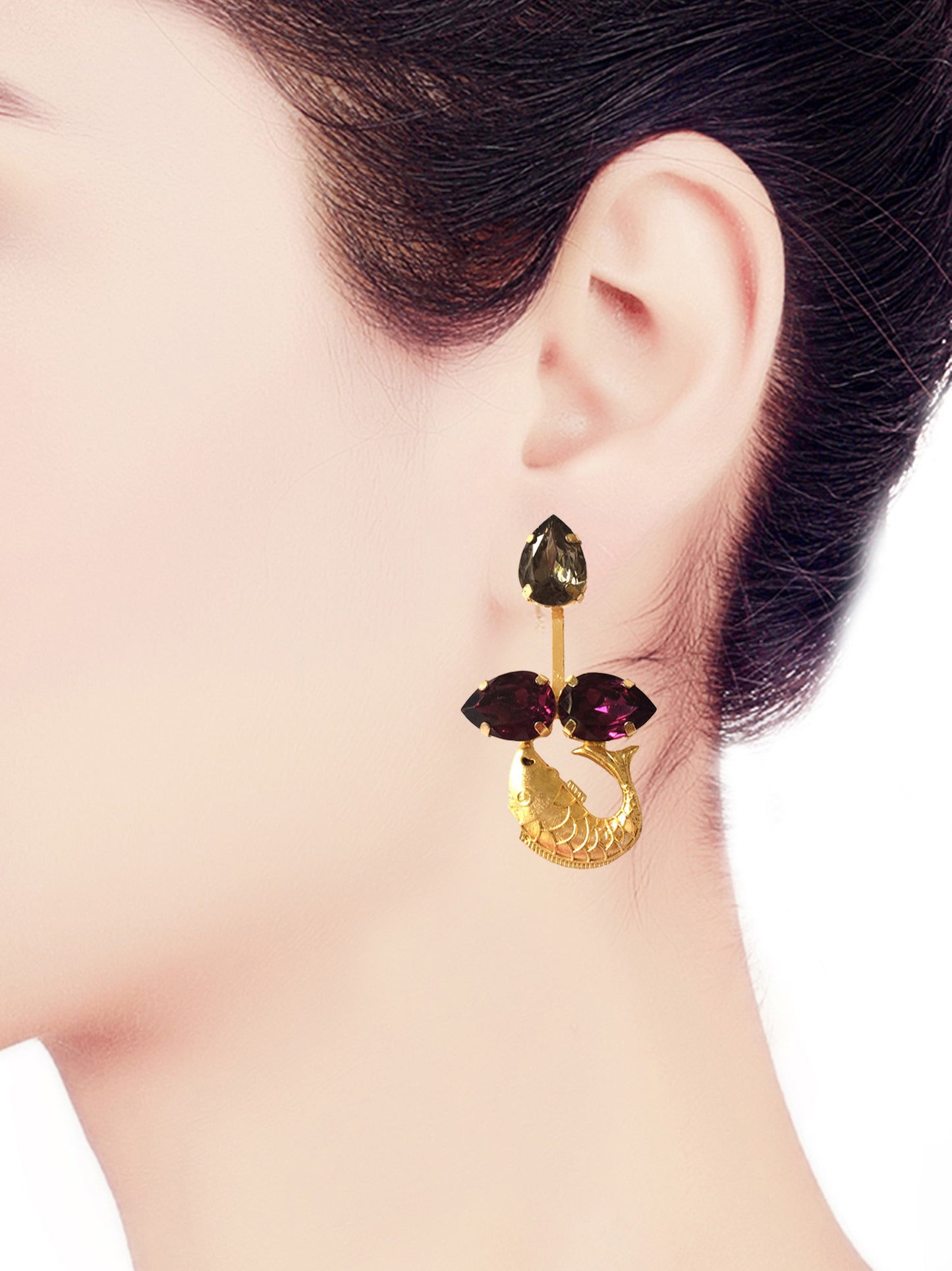 Fish Voilet Drop Earrings