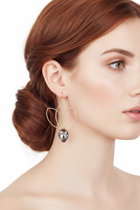 Black Nritya Lotus Earrings