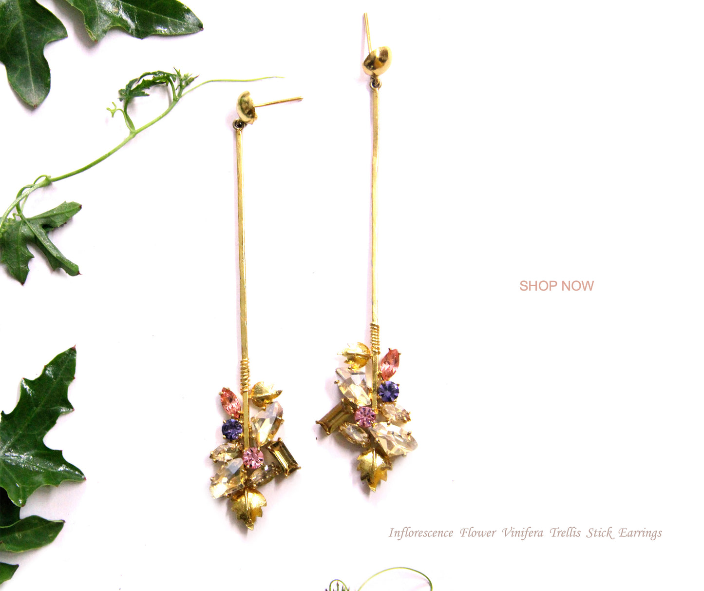 Inflorescence Flower Vinifera Trellis Stick Earrings