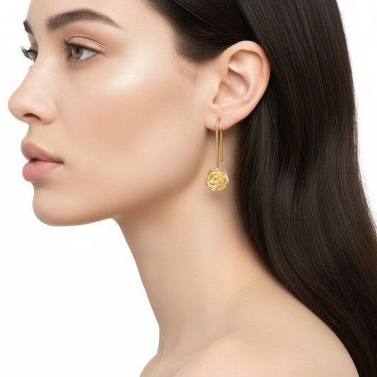 22k Goldplated Rose Drop Earrings