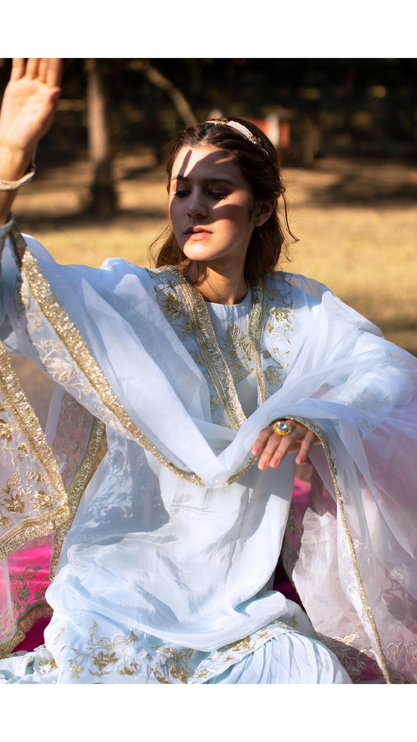 Rang Mahal Blue Sharara Set