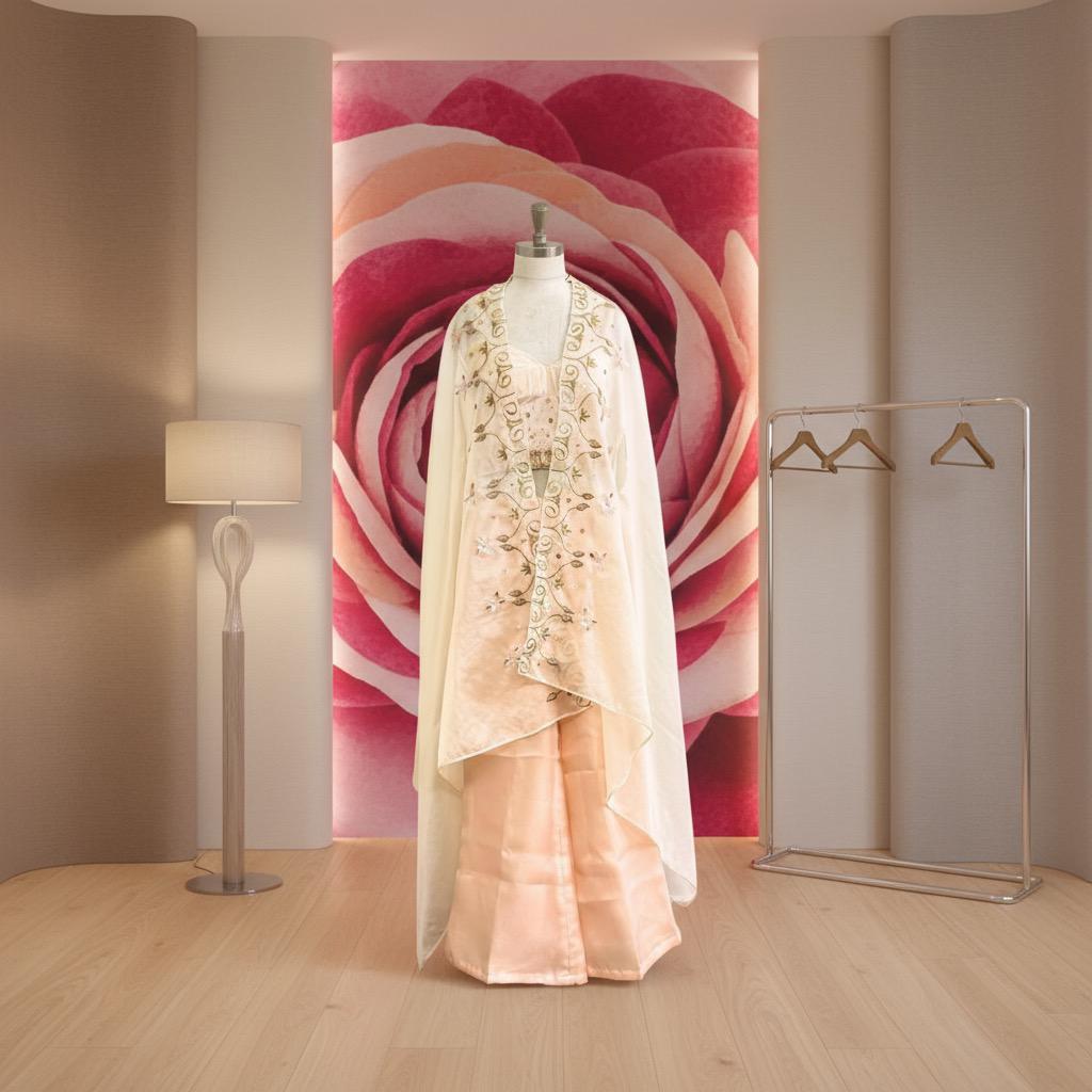 Lotus petal peach cape blouse