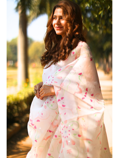 Pink Kamal Sitara Saree