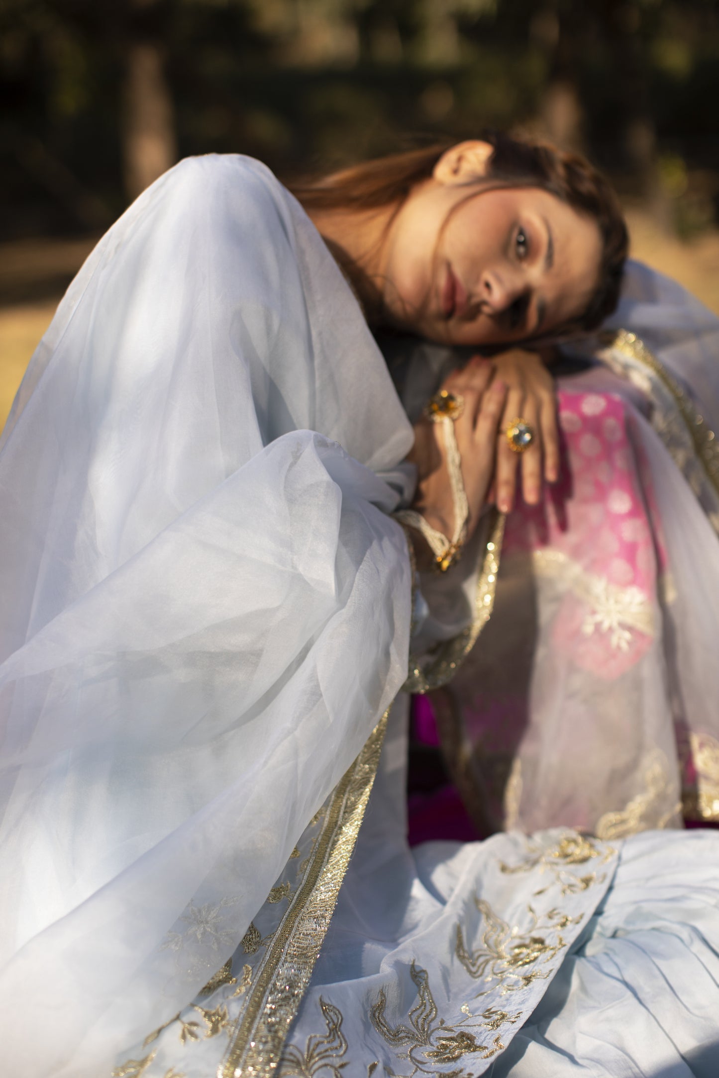 Rang Mahal Blue Sharara Set