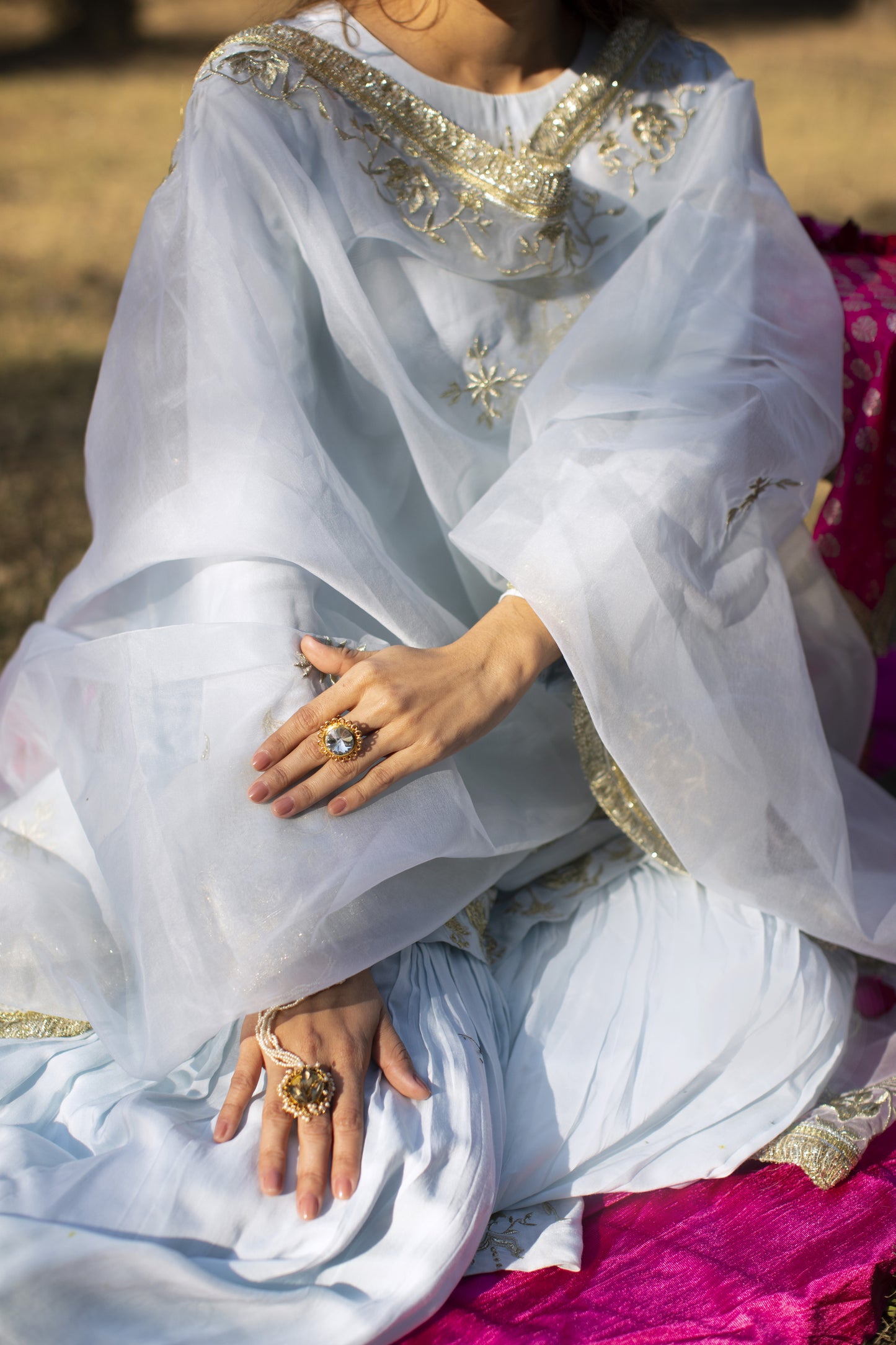 Rang Mahal Blue Sharara Set
