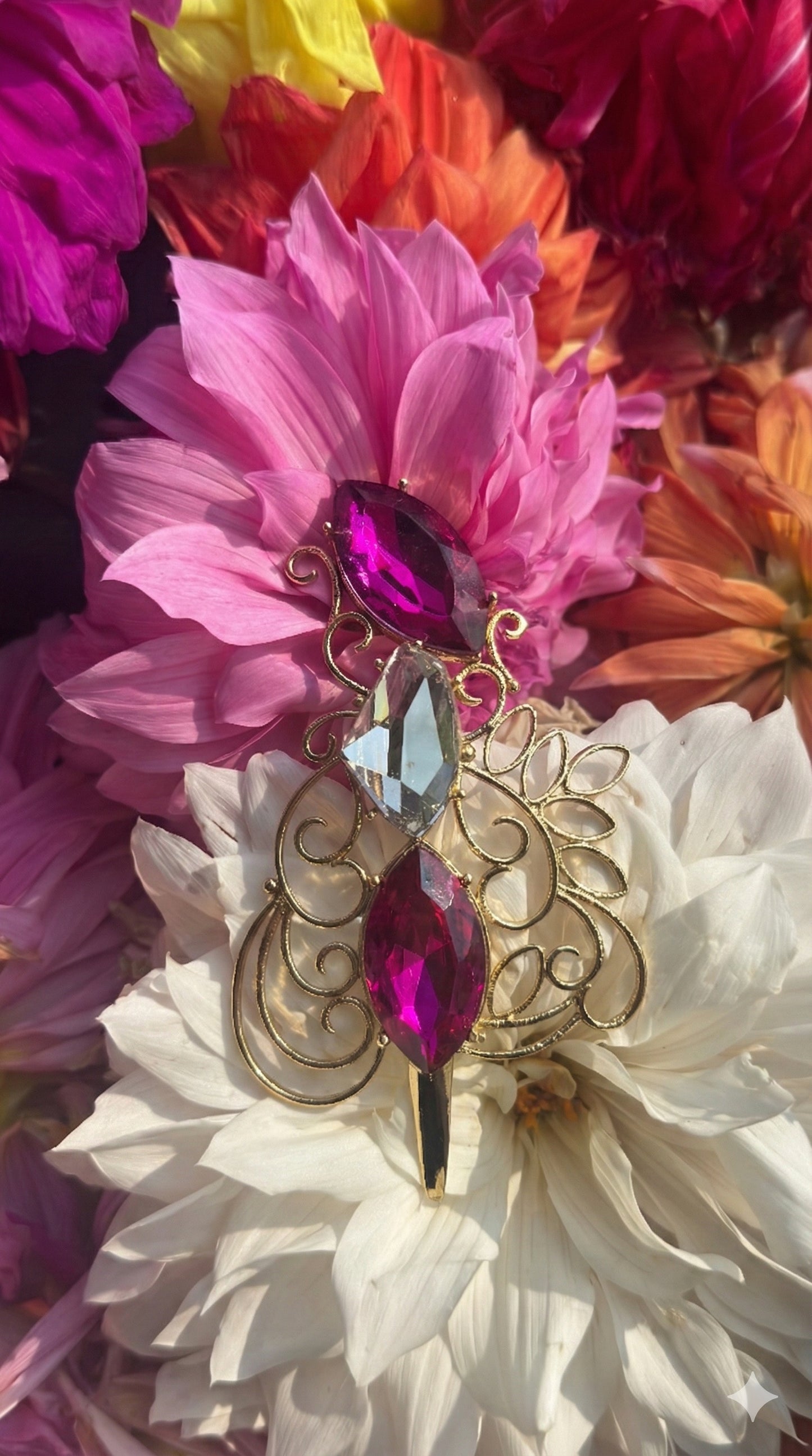 Arabesque Pink Silver Sword Earrings