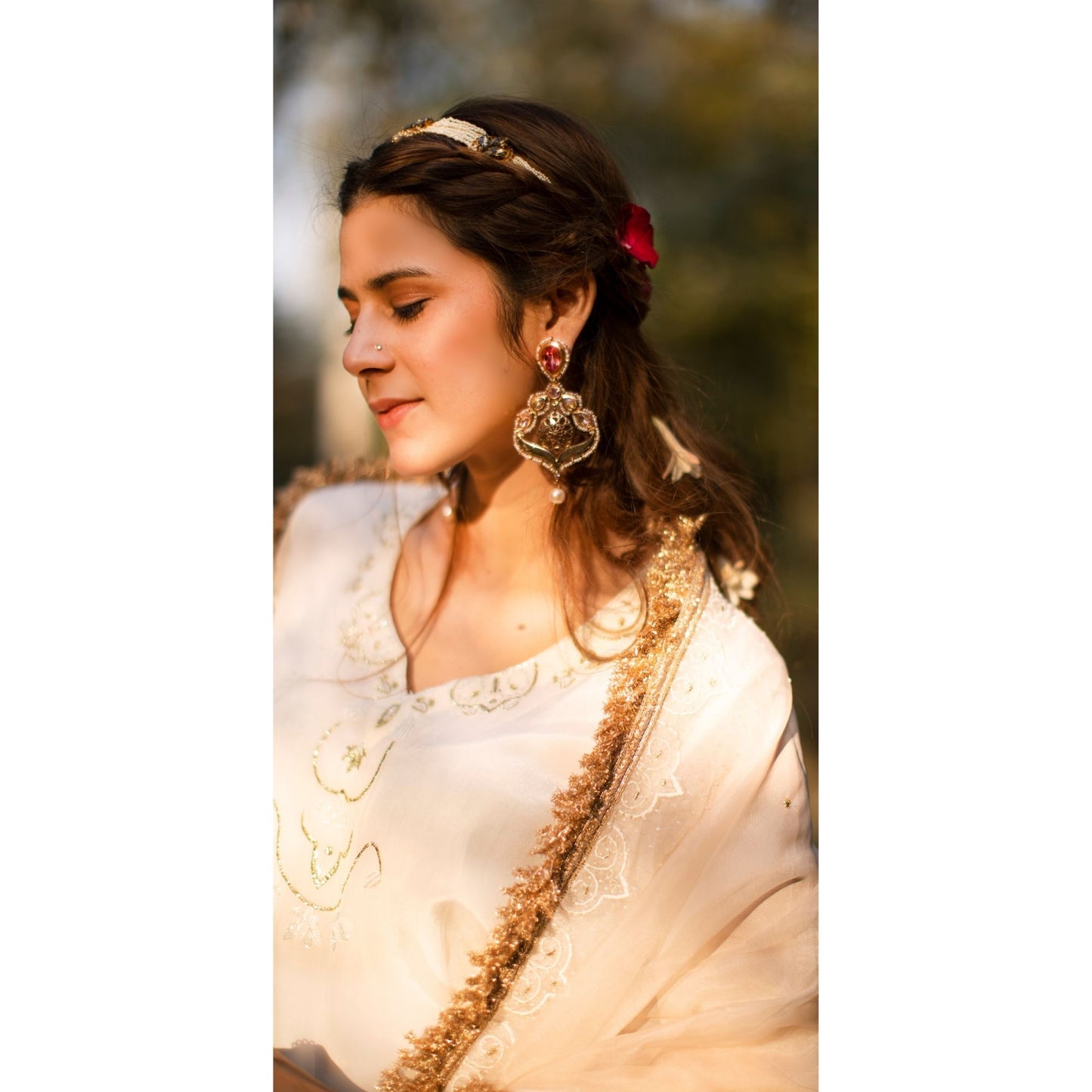 Peach & Ivory Qaiynaat Organza Suit