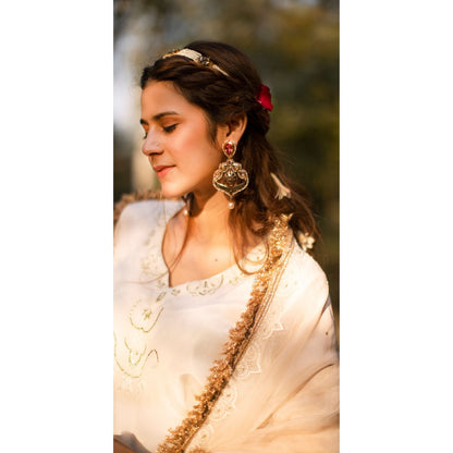 Peach & Ivory Qaiynaat Organza Suit