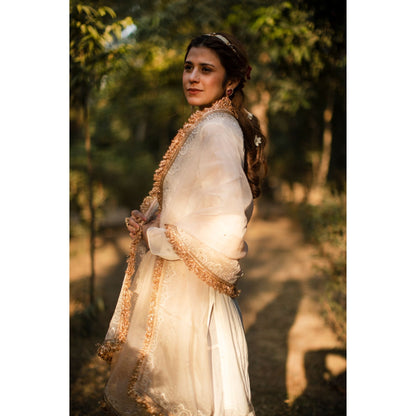 Peach & Ivory Qaiynaat Organza Suit