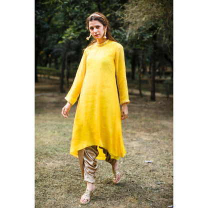 Yellow Tulip Suit with Dhoti Pants