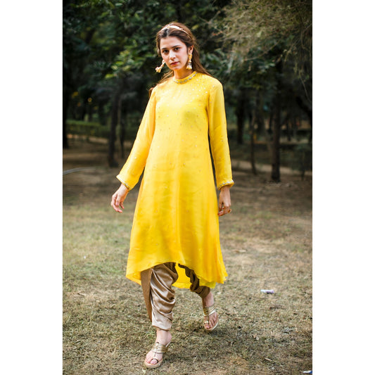 Yellow Tulip Suit with Dhoti Pants