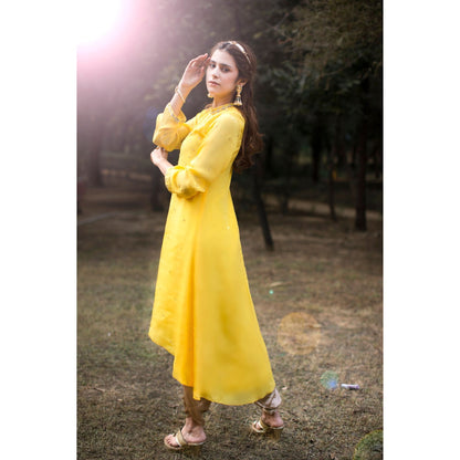 Yellow Tulip Suit with Dhoti Pants